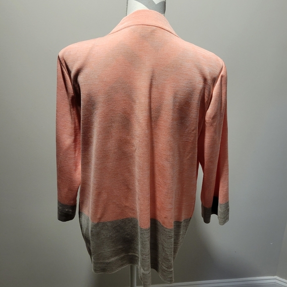 Misook Space Dye Orange & Gray Colorblock w/Floral Embroidery Cardigan S… - Picture 4 of 7